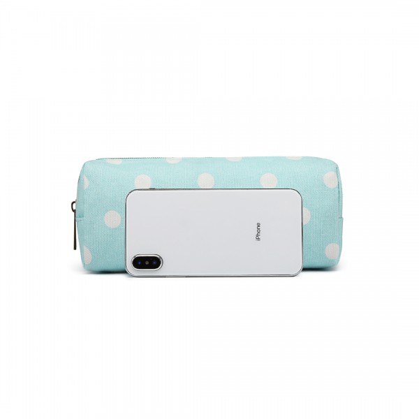 PC-D - Miss Lulu Canvas Pencil Case  Polka Dot Blue